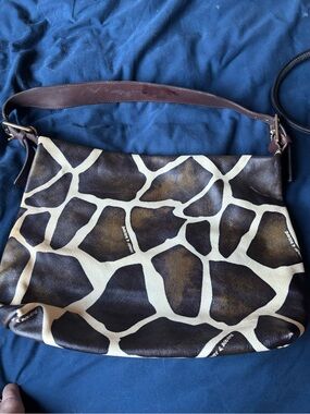 Dooney & Burke Giraffe-Print Shoulder Bag in Brown & Cream